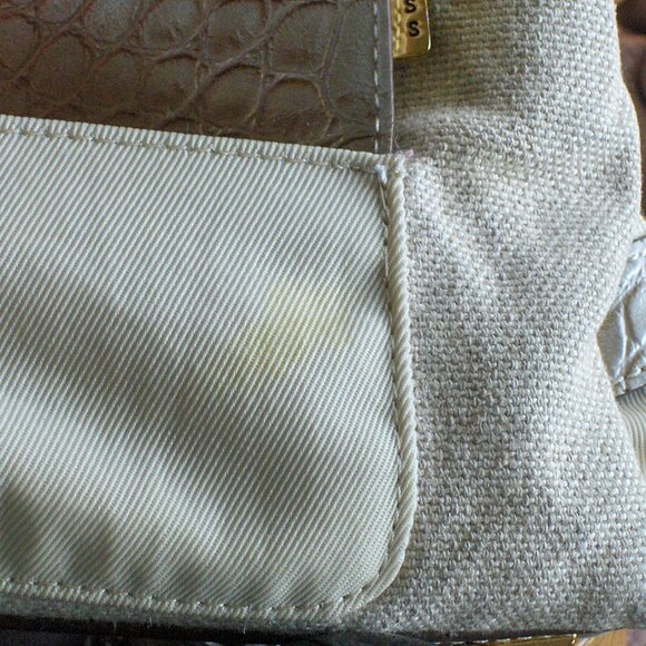 Guess Satchel Canvas Gray Croc Small Purse Handbag - Picture 7 of 8